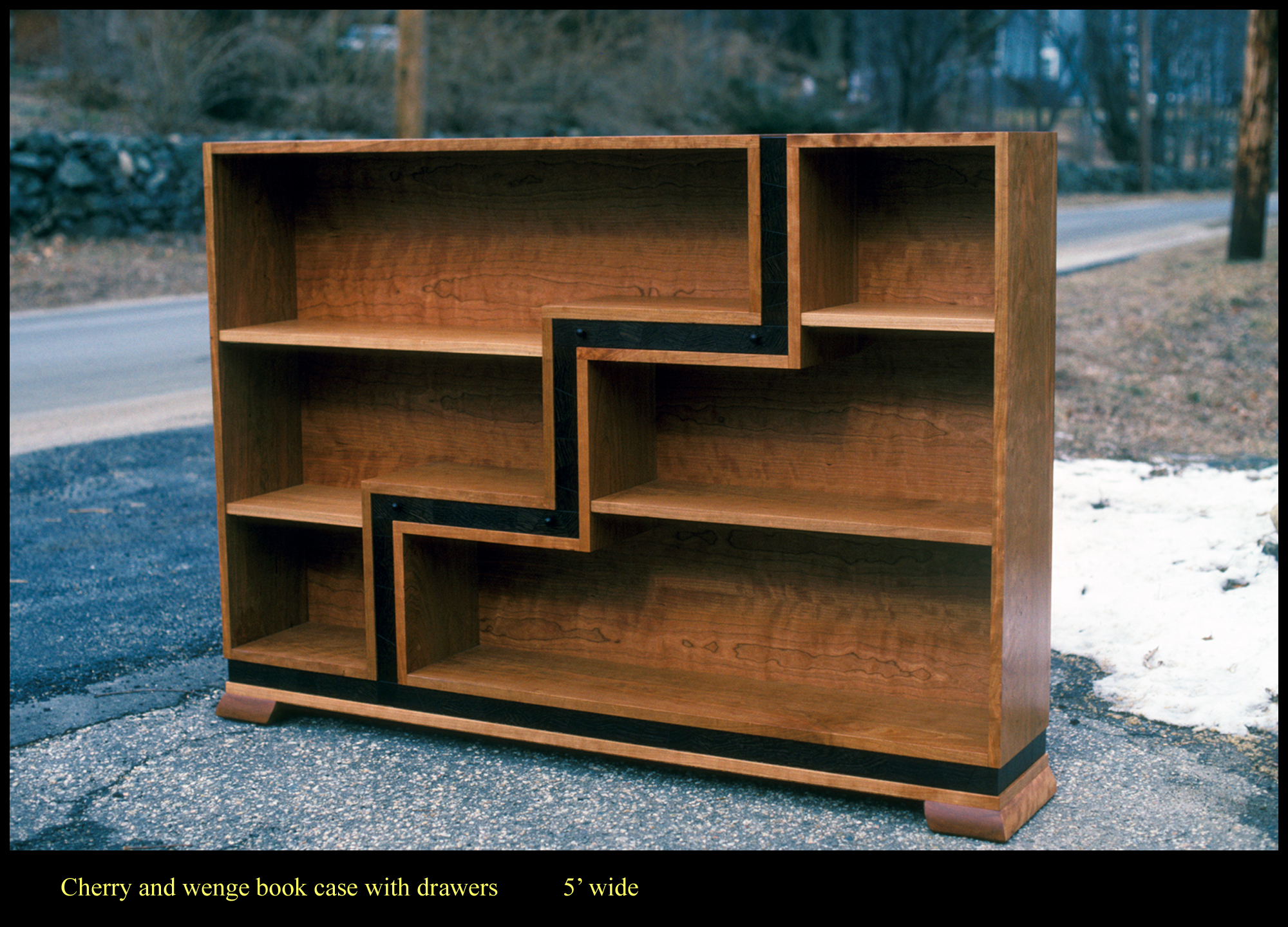 cherry-and-wenge-book-case-with-drawers