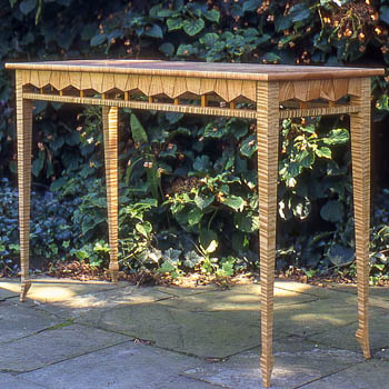 two tone curly maple hall table_thumb